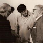 p. Camillo a Poschiavo con il pittore Blaser e Wolfgang Hildesheimer